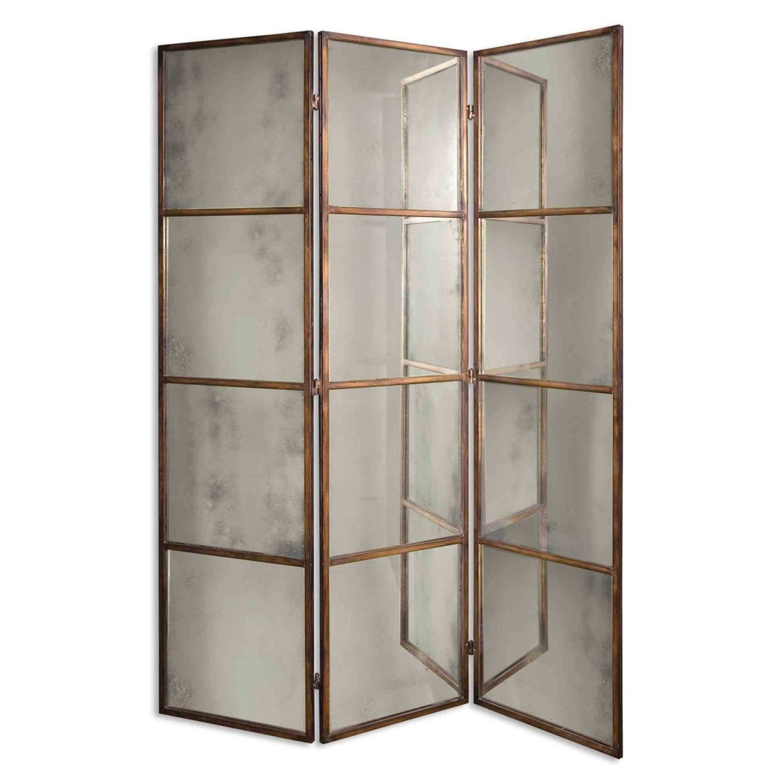 Mirror Room Dividers Ideas On Foter   80 Sylvia Antiqued Gold Metal Mirror Decorative 3 Panel Room Divider Screen 