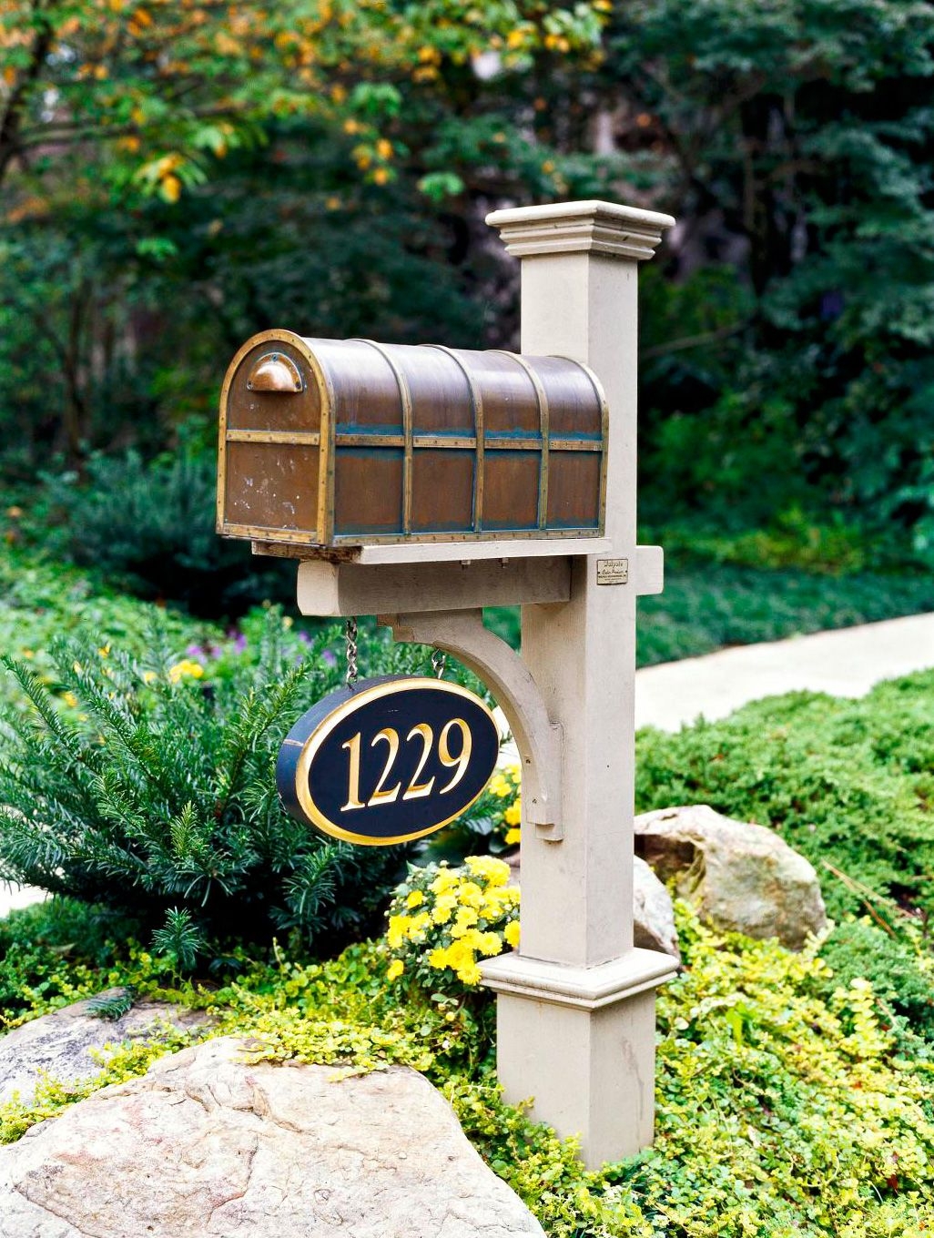 Bronze mailbox and post