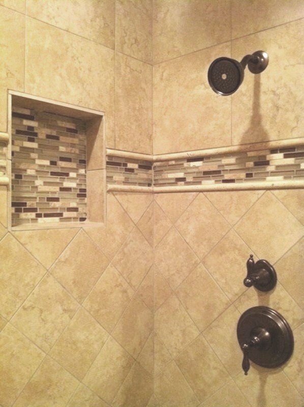 Classic travertine tile shower