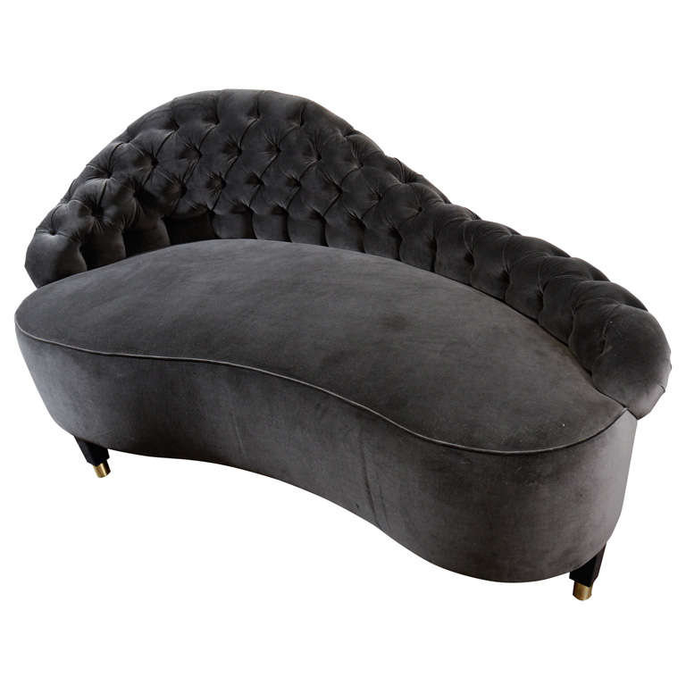 Custom chaises longue black velvet