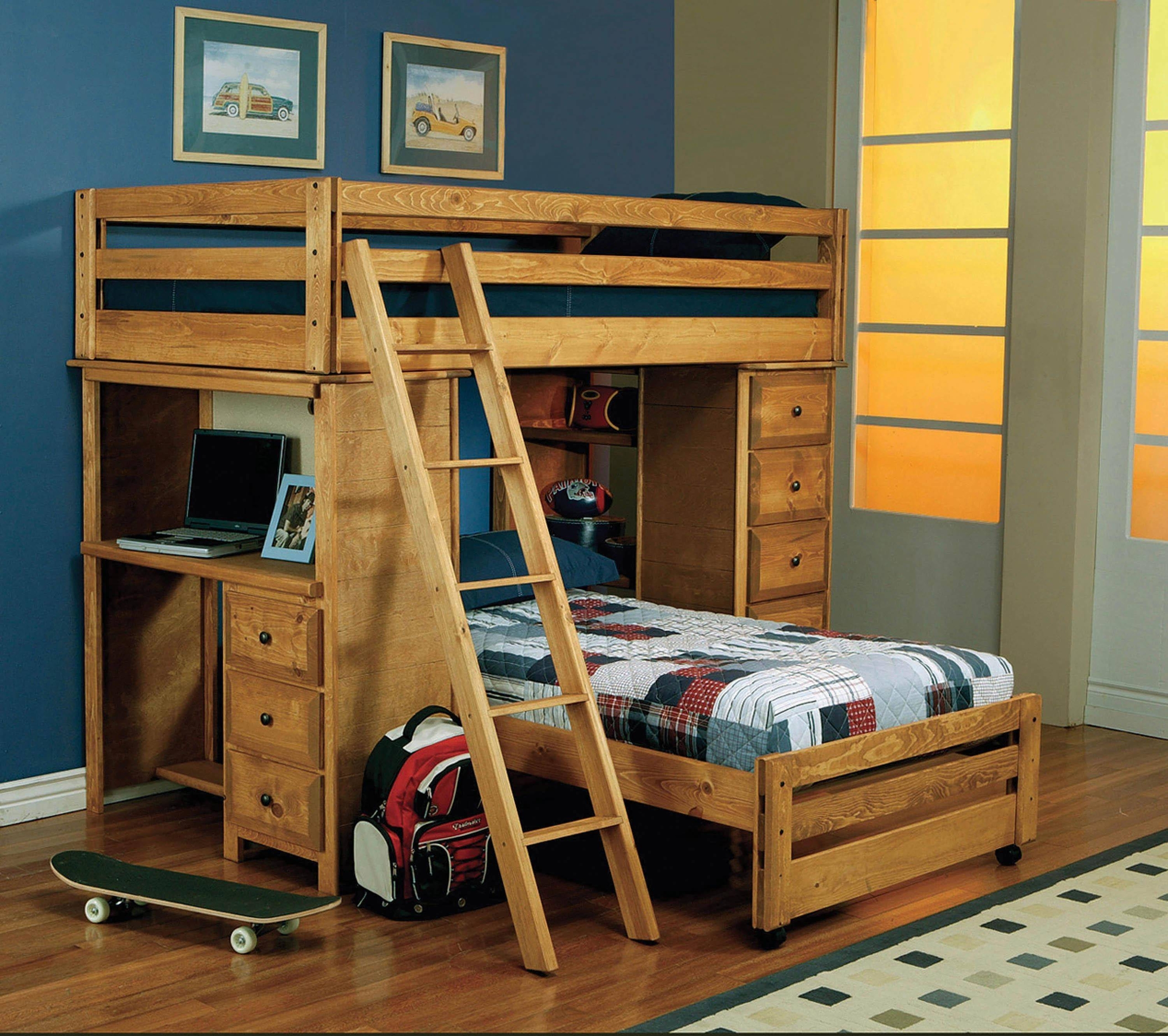 Enchanted Twin over Twin L-Shaped Bunk Bed with Desk and Storage