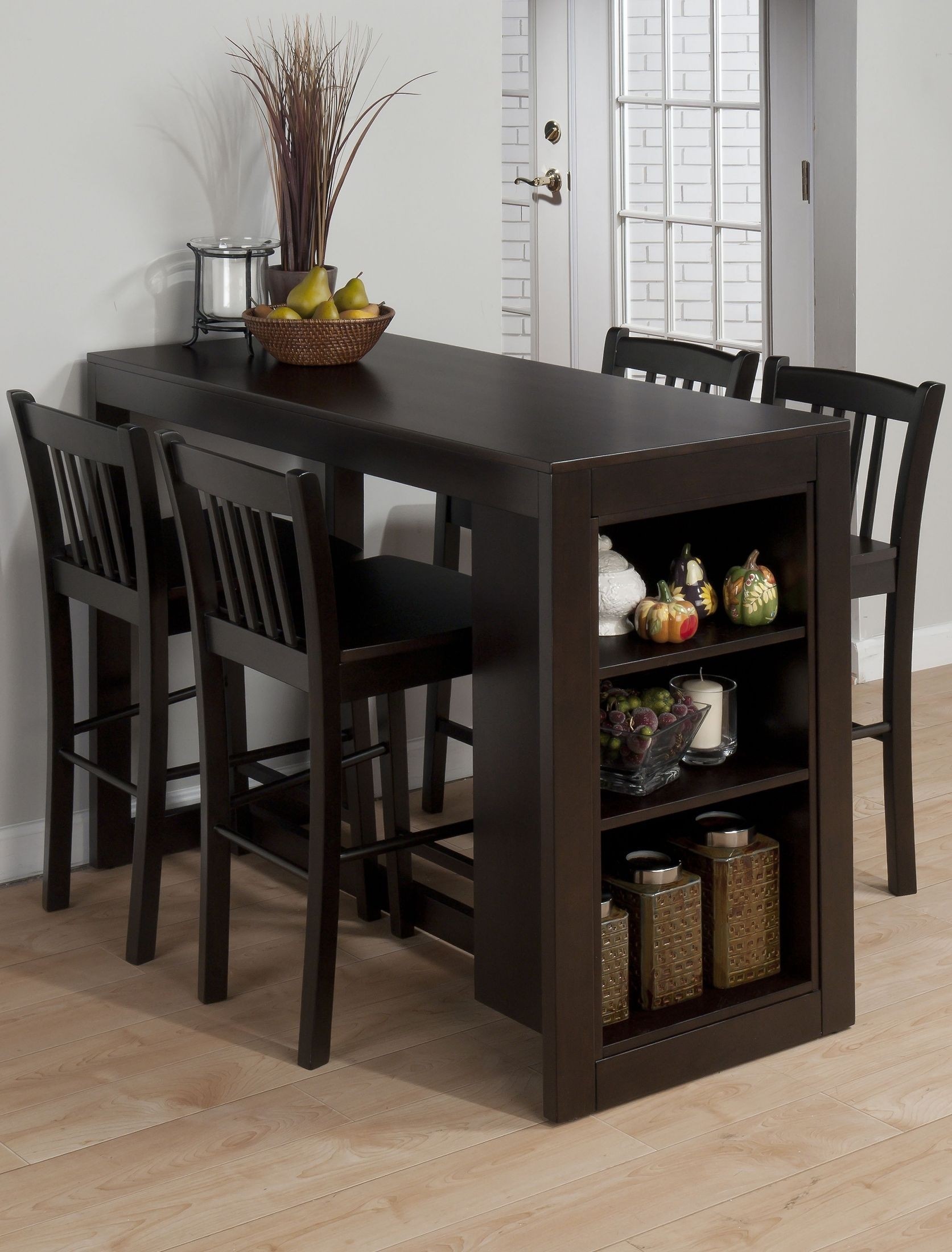 Home Kitchen Breakfast Bar Stand Furniture 1m Tall Black Wooden Dining Table 