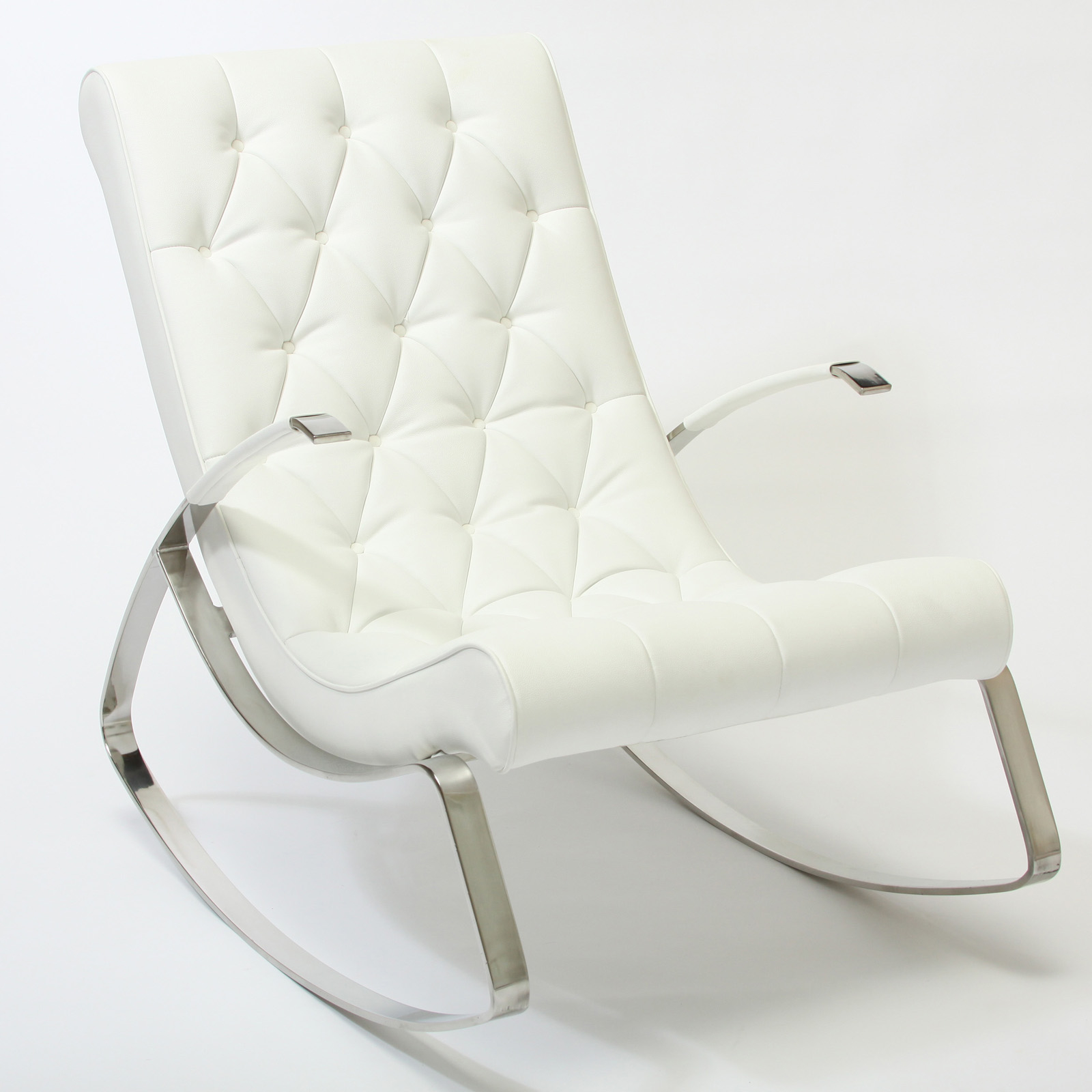 White leather rocking store chair