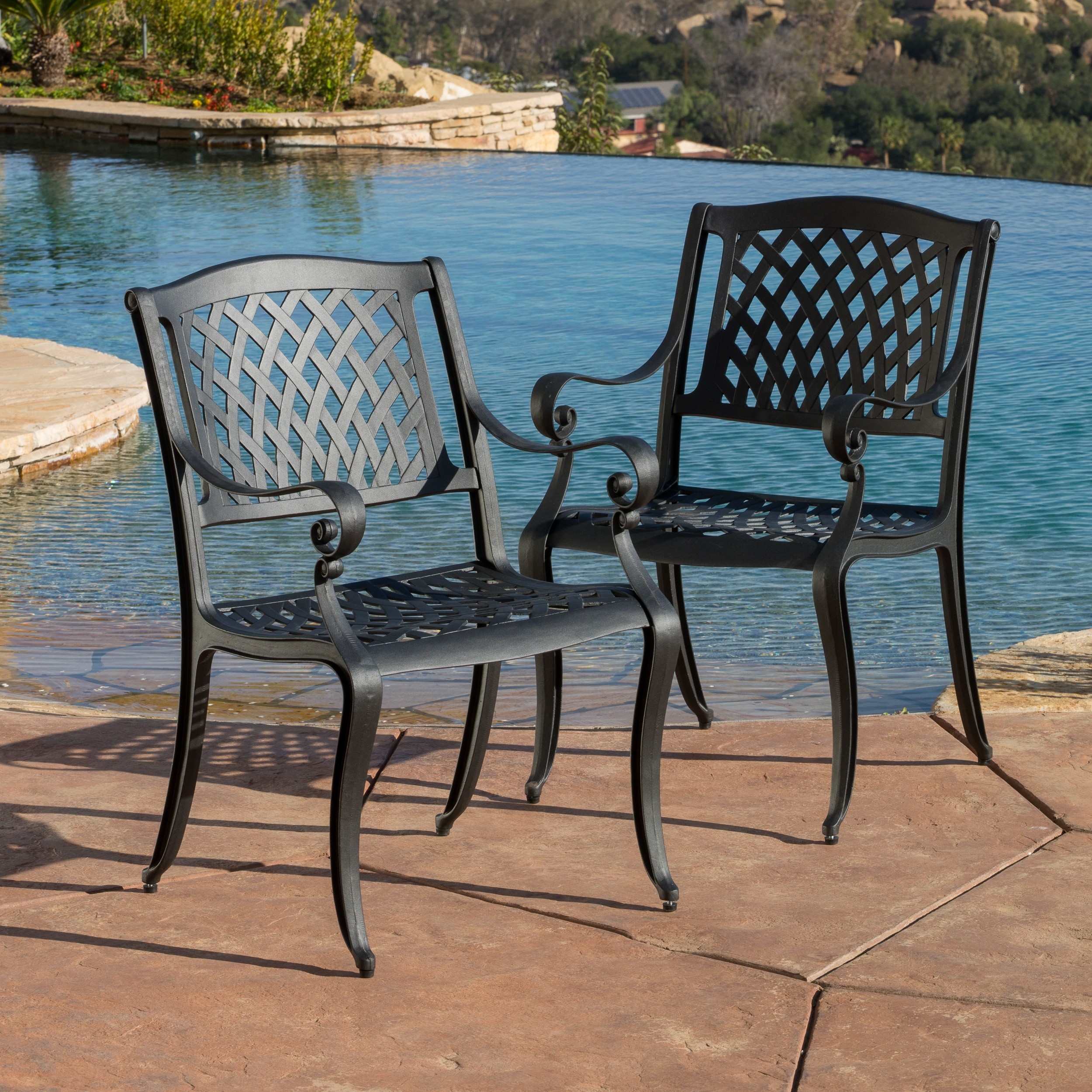 Sydney Sand Cast Aluminum Outdoor Chair (Set of 2)