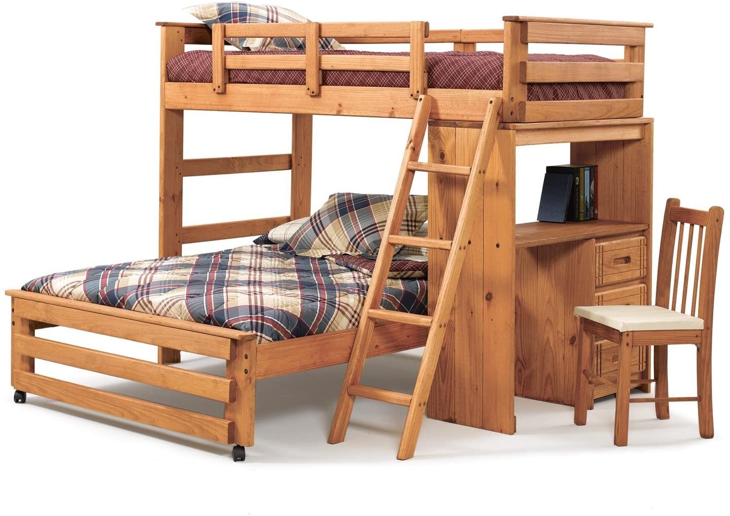 Twin over Full L-Shaped Bunk Bed with Desk End