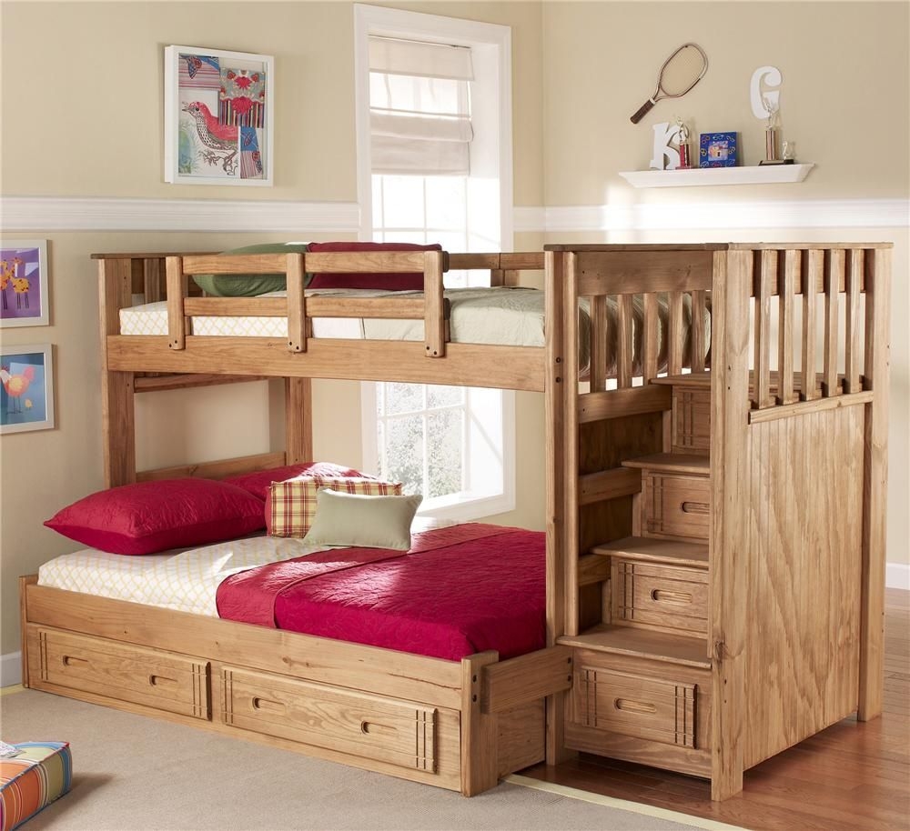 Twin over Full Standard Bunk Bed with Stairway and Underbed Storage