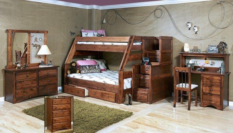 Twin Over Full Standard Bunk Bed with Stairway Chest and Storage