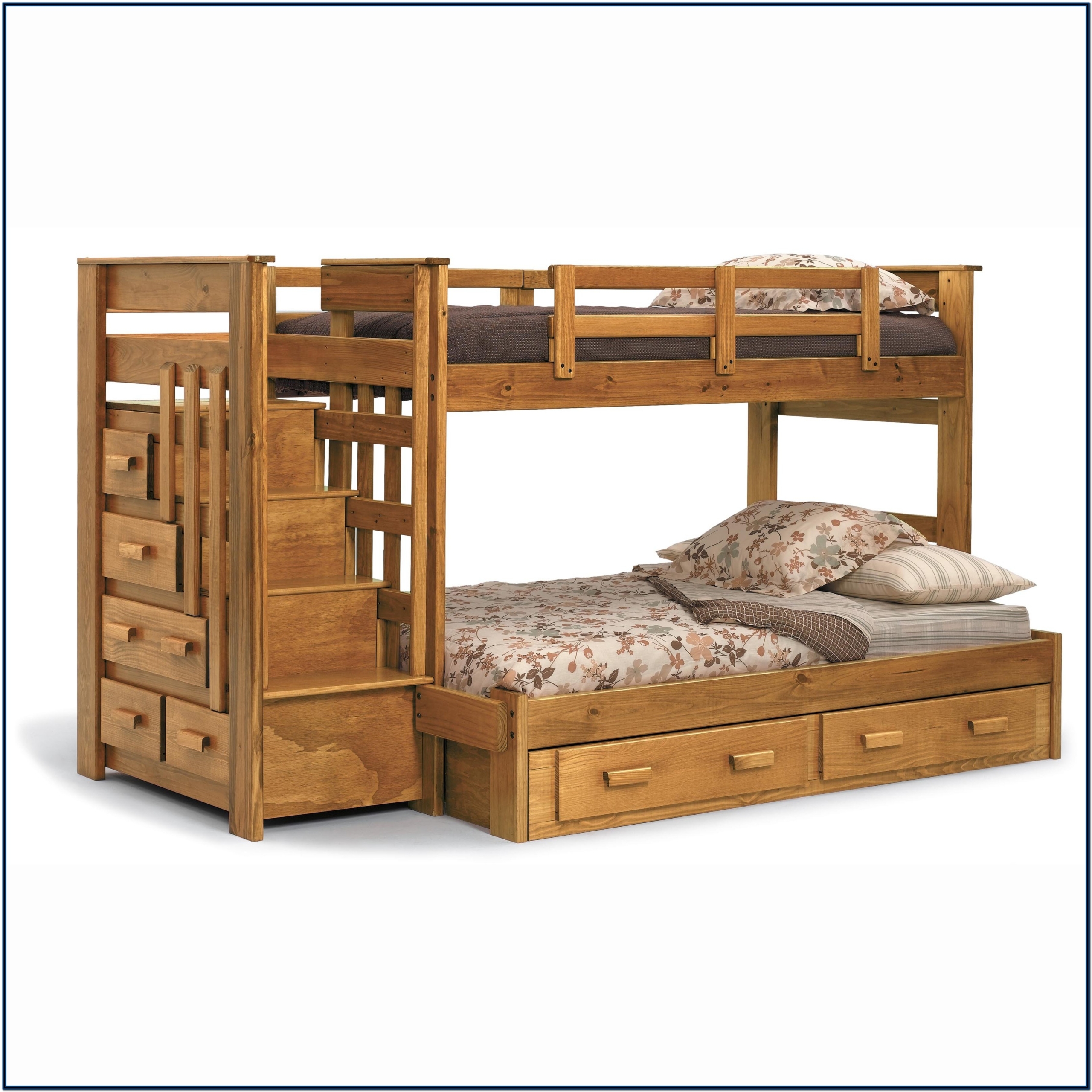 Twin over Full Standard Bunk Bed with Stairway Chest and Underbed Storage