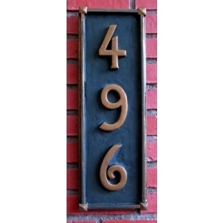 Vertical address plaques for house 3