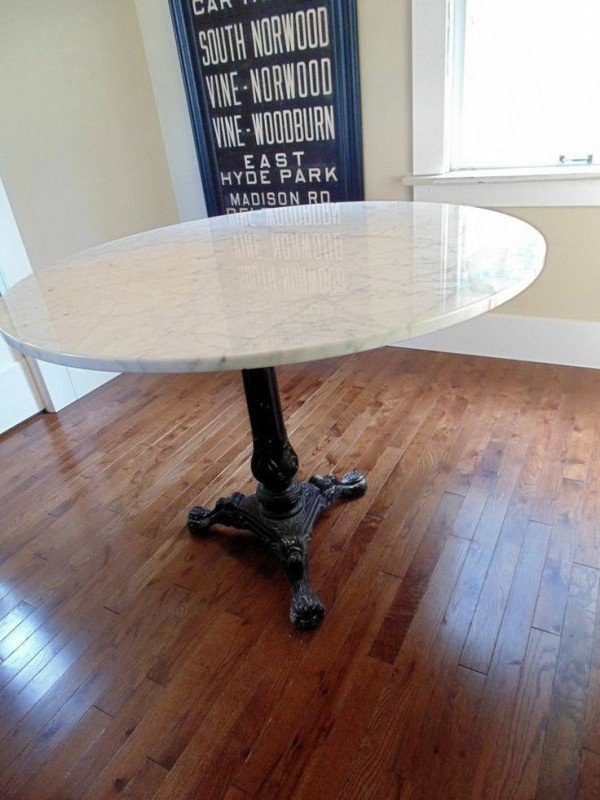 Vintage Round Marble Dining Table Large Size 38 Seats 4 French Bistro