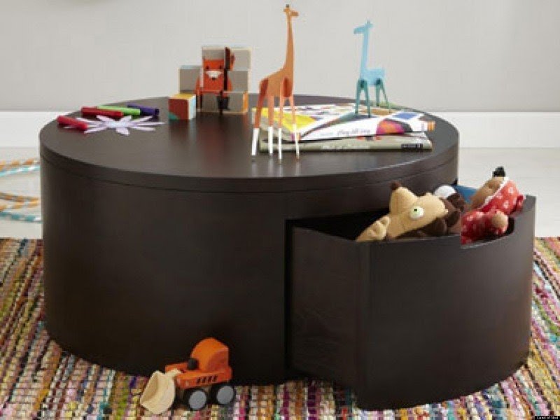 kids activity table with bookshelves