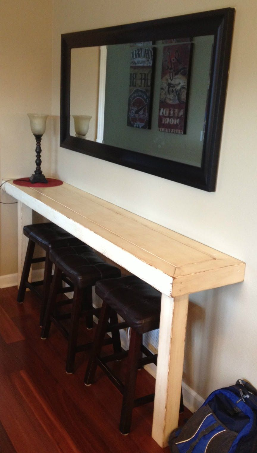 Bar table attached to shop wall