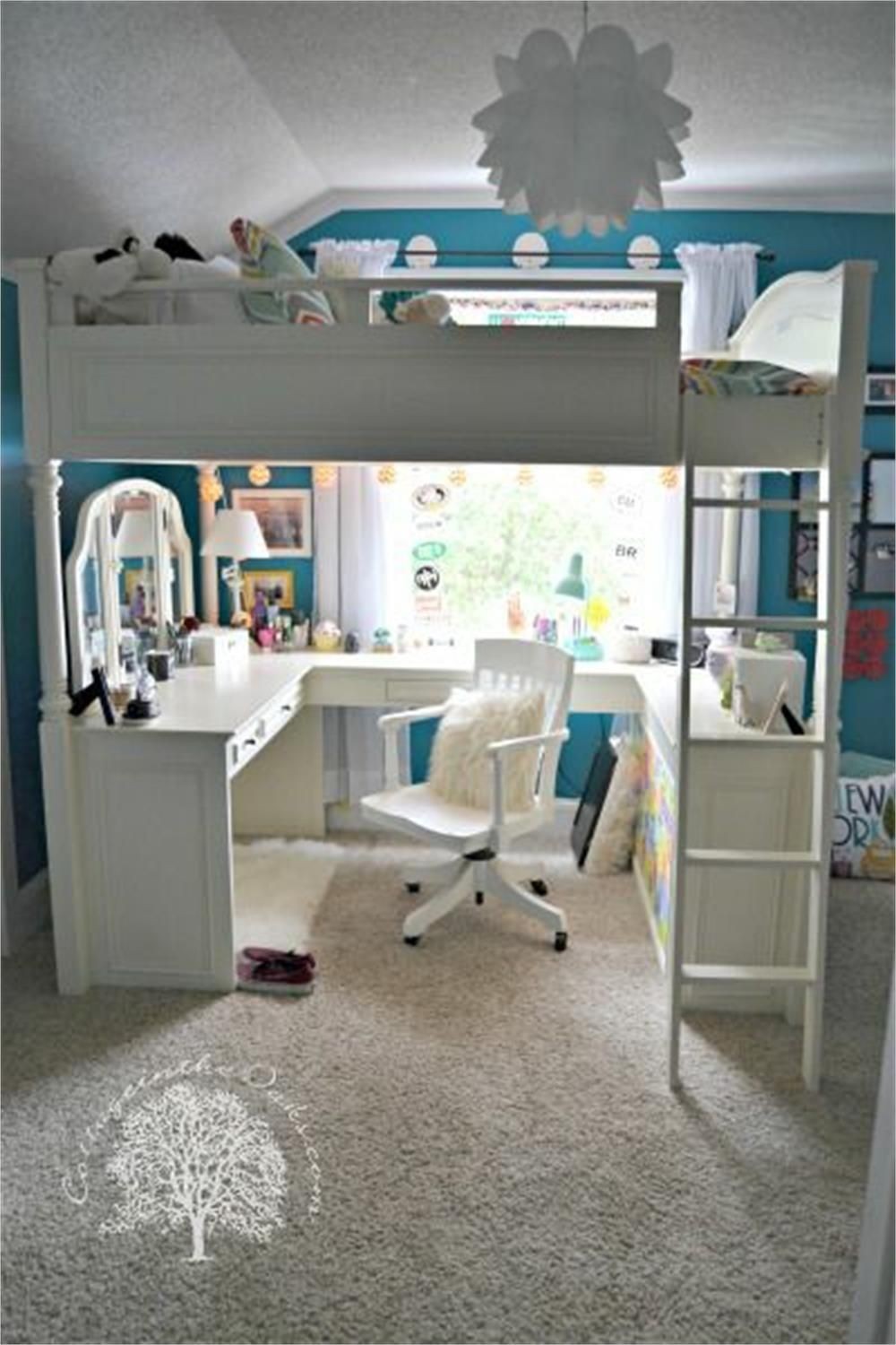 double loft bed with desk underneath