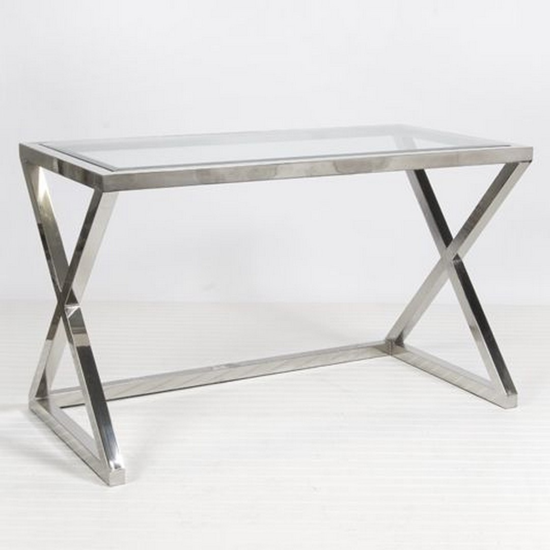 Glass and chrome console table