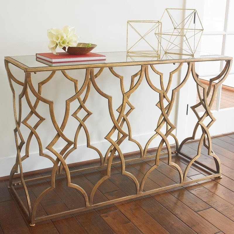 Glass metal console table