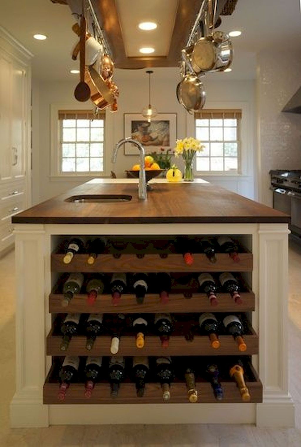 Kitchen island with wine rack