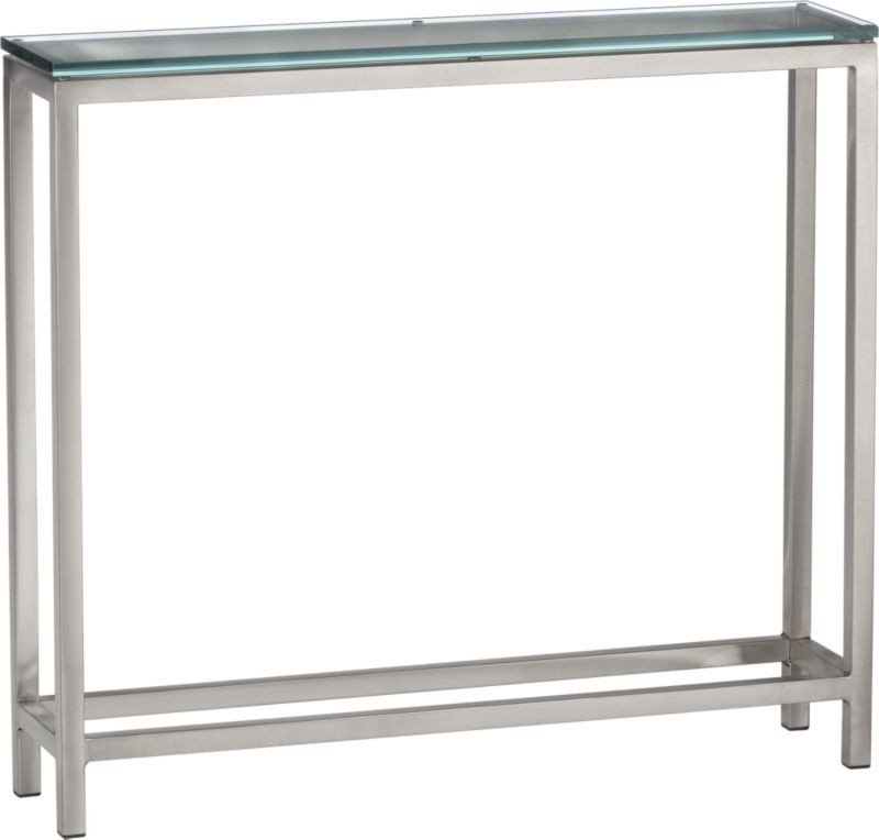 Narrow glass console table