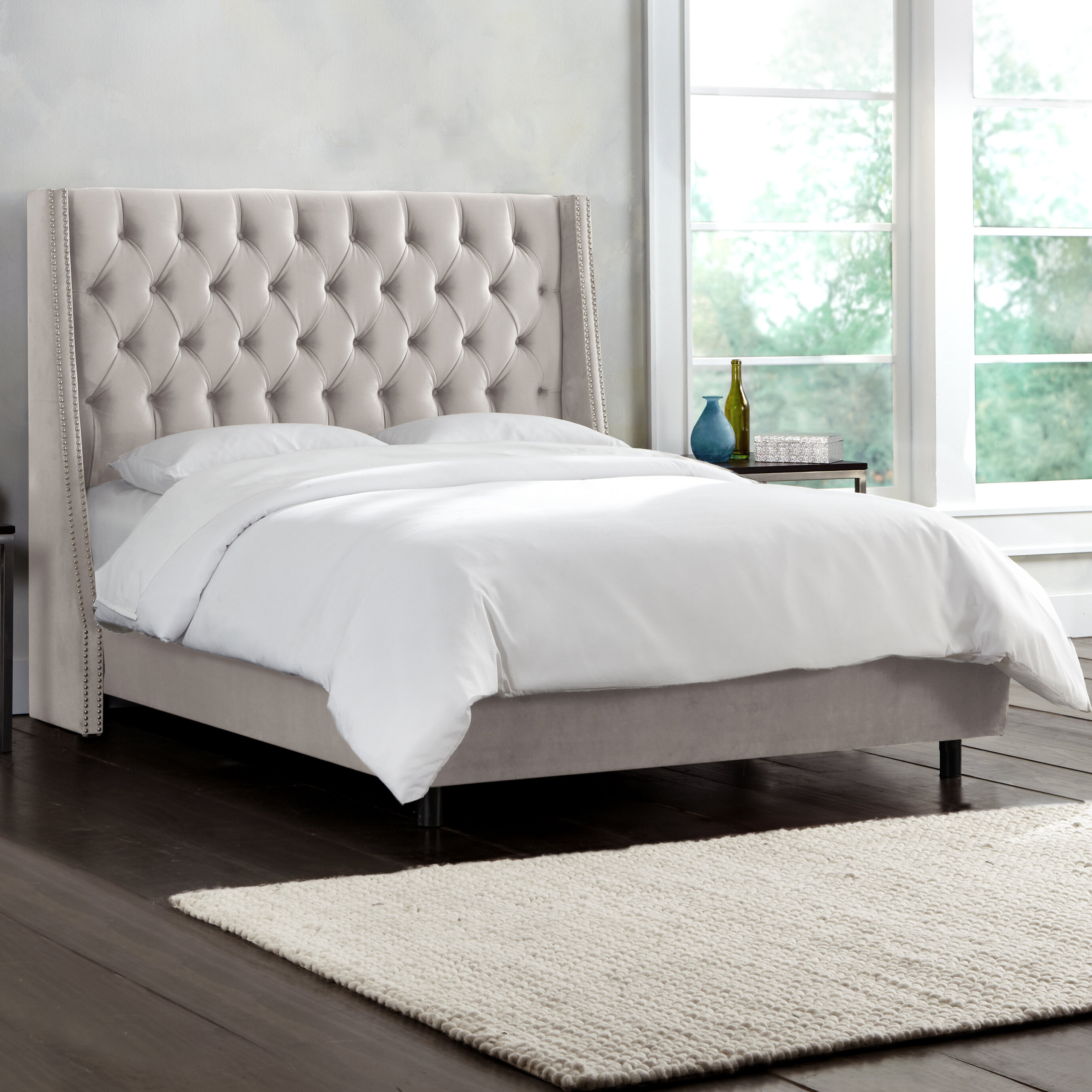 Olympia tufted upholstered bed in dove various sizes