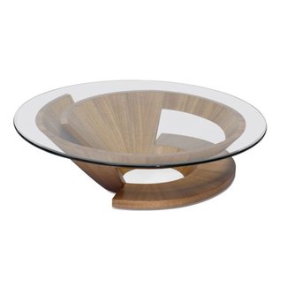 Amazon Com Benjara Round Wooden Top Coffee Table With Metal Conical Base Gold And Brown Furniture Decor