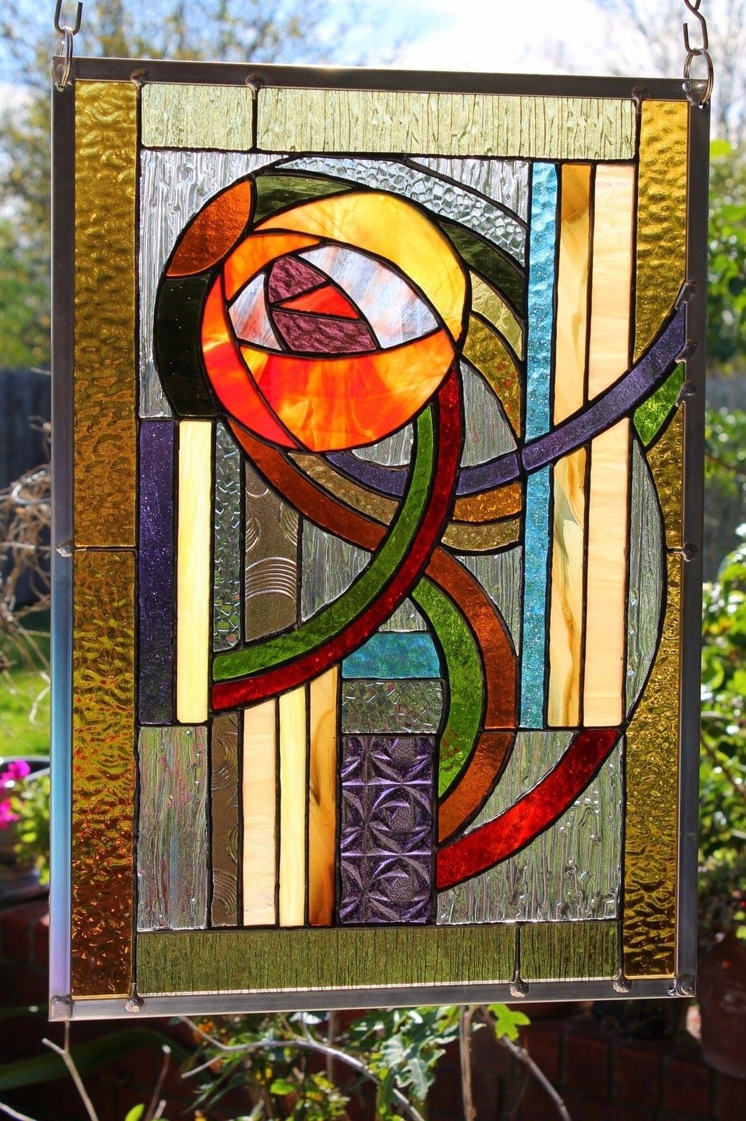Stained glass window panel metropolis