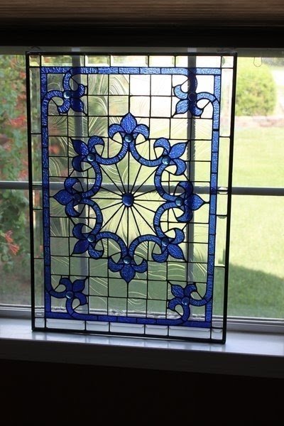 Tiffany style stained glass window panel
