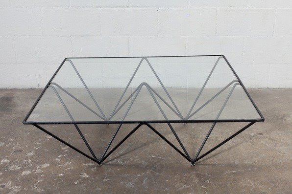 Black coffee table with glass top