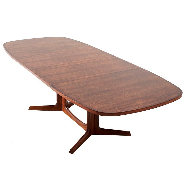 Danish rosewood dining table organic base two extension leaves
