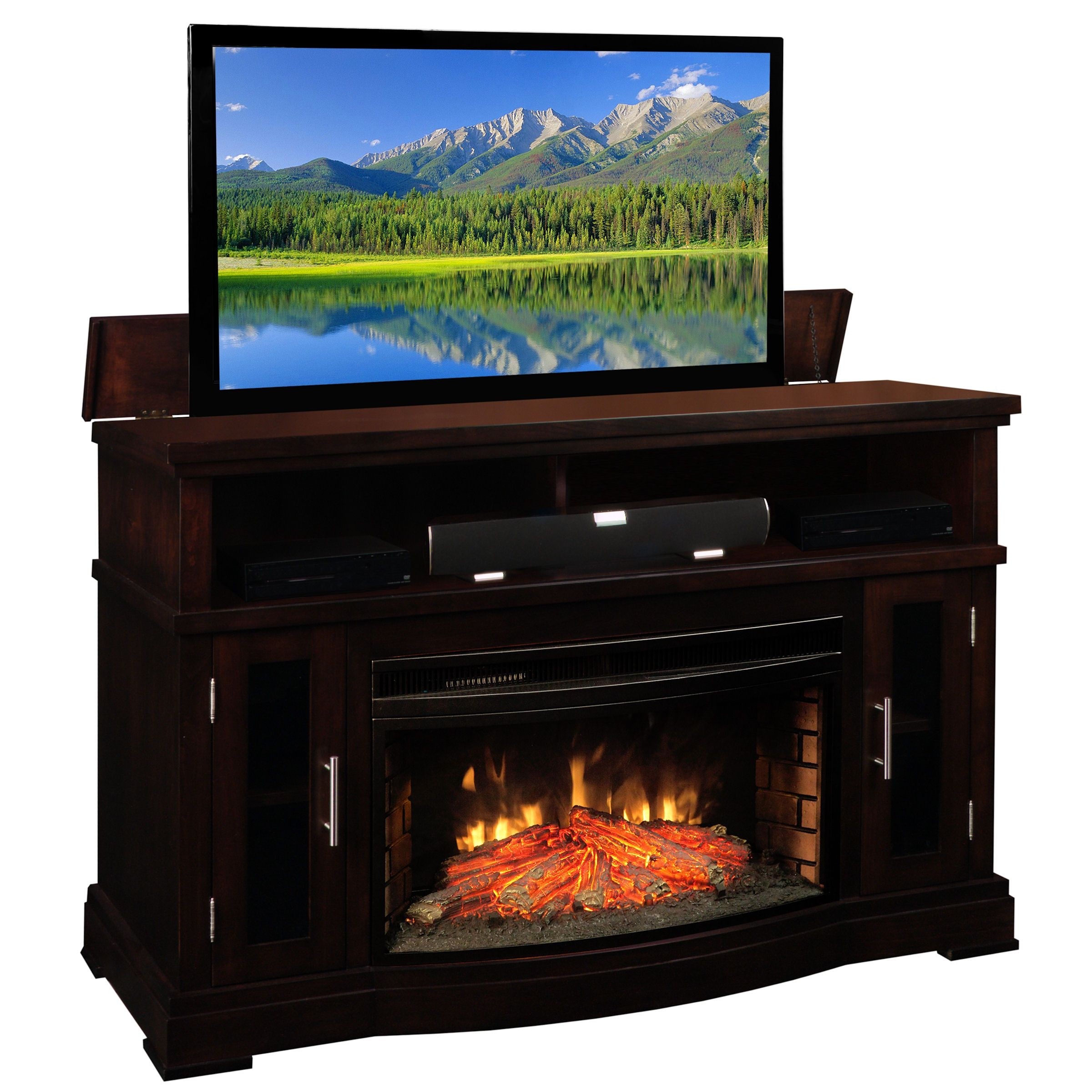 Electric fireplace with tv lift 2