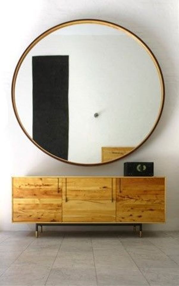 Large Round Wood Mirror - Foter