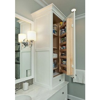 bathroom linen tower with hamper