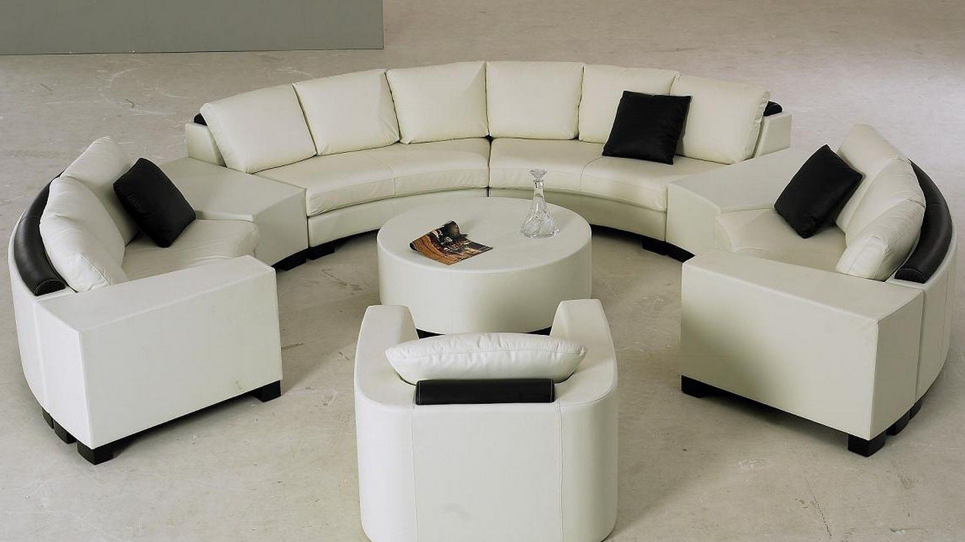 Modern white circle sectional living room set