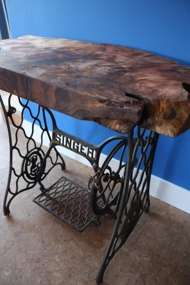 Reclaimed wood and metal console table