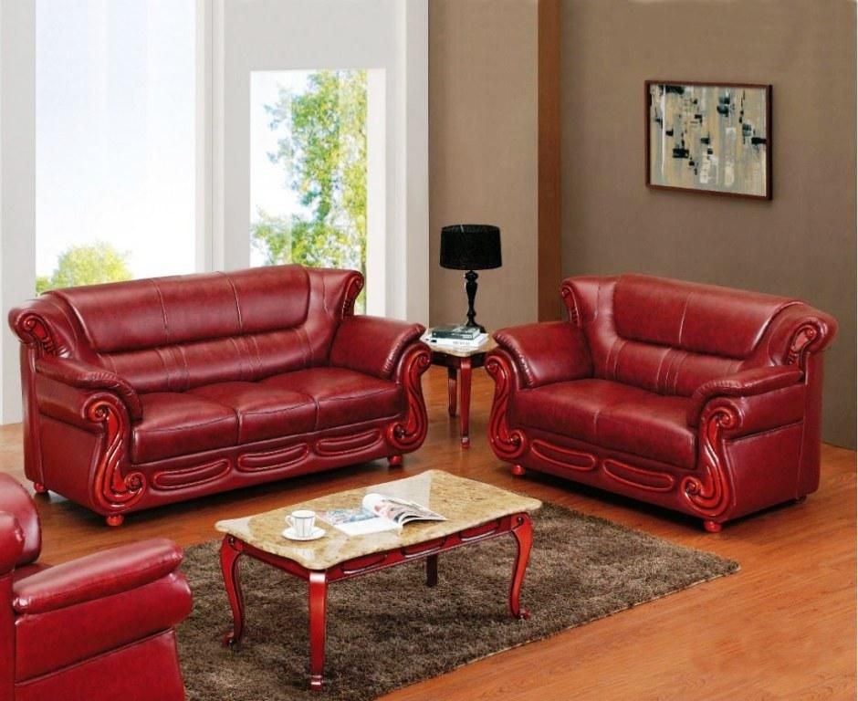 Reclining leather sofa and loveseat set