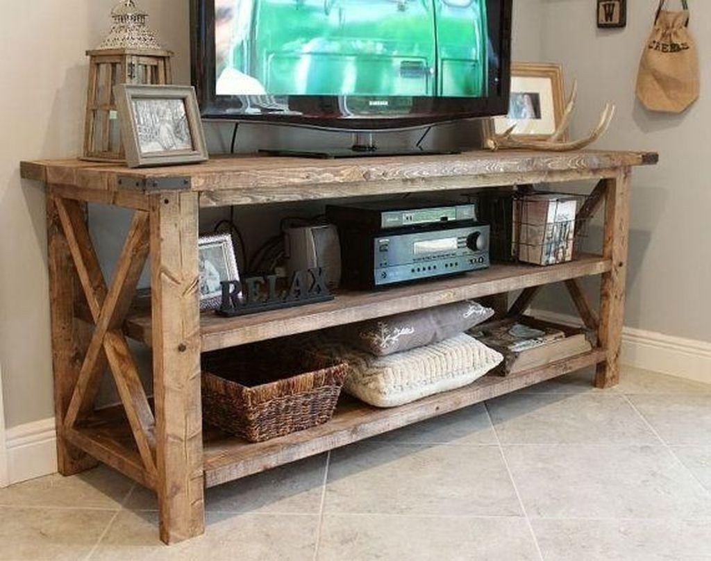 Rustic tv console solid wood tv console
