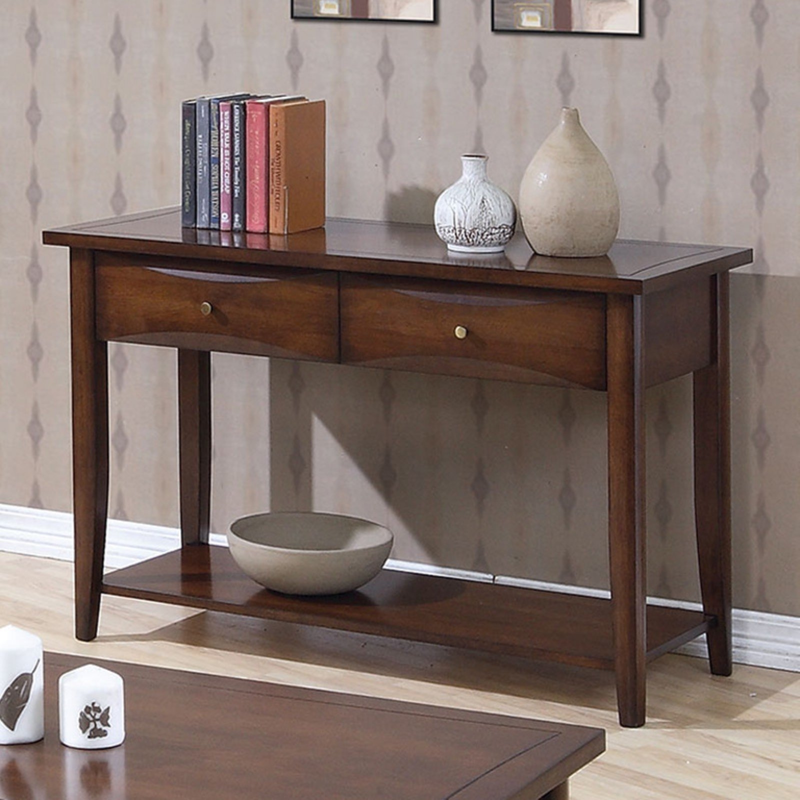 Sofa table with storage drawers 18