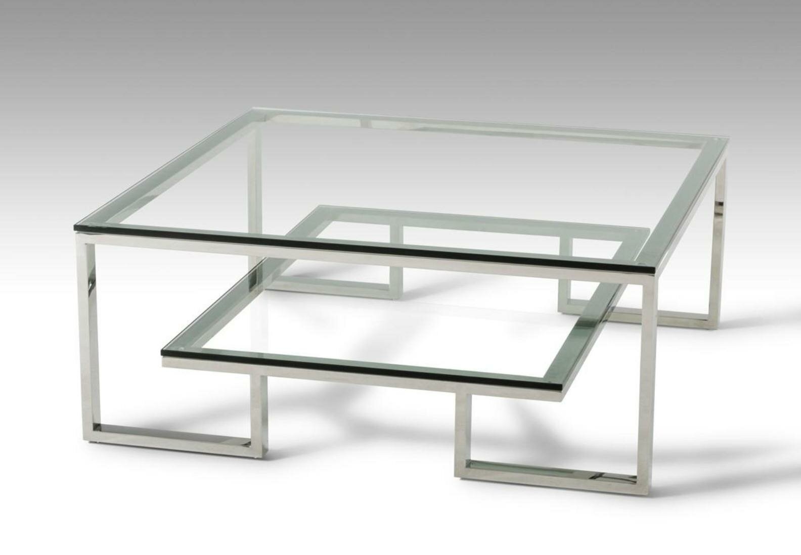 Square glass coffee table contemporary 1