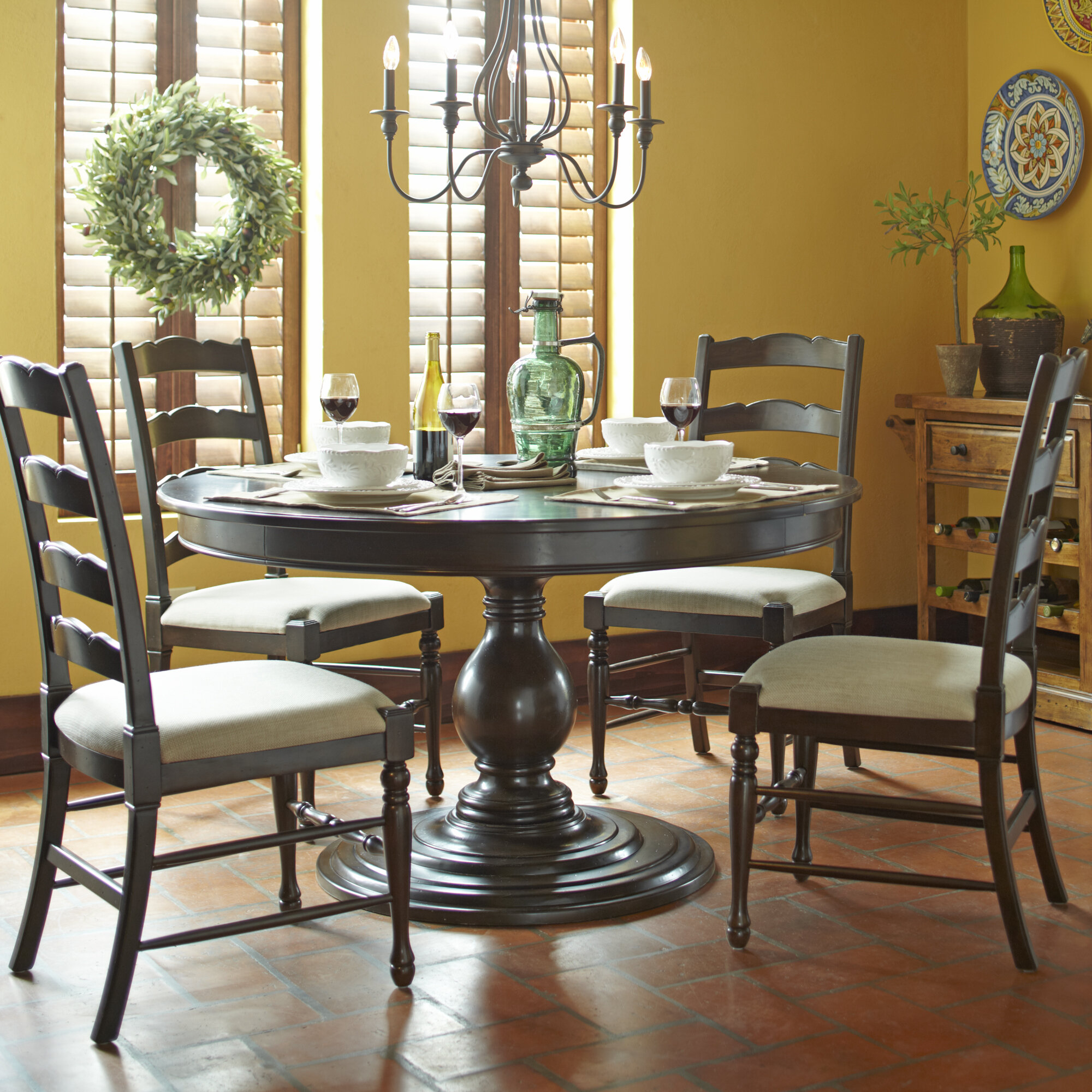 Round Dining Table Set With Leaf - Foter