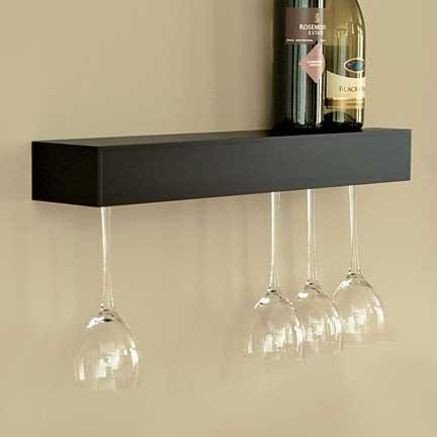 Wall shelf wine glass holder