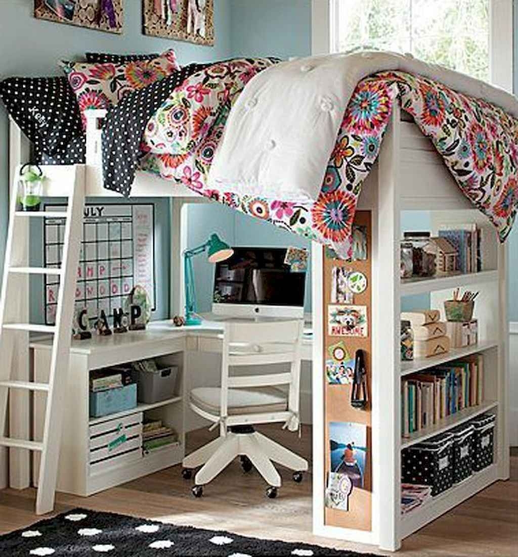 small bunk bed with desk