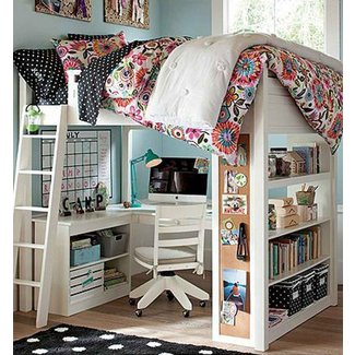 White Wood Loft Bed With Desk Ideas On Foter