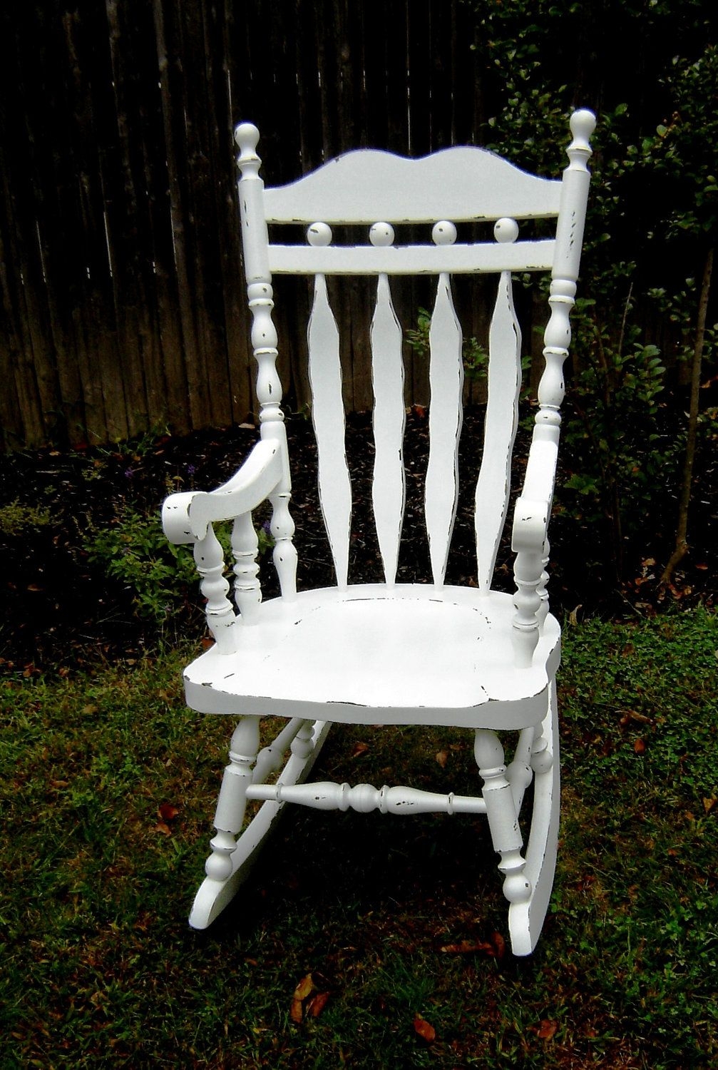 White wooden shabby chic rocking chair