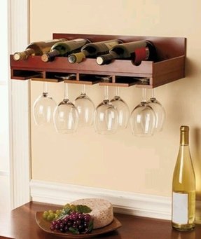 Wall Mounted Wine Rack And Gl Holder