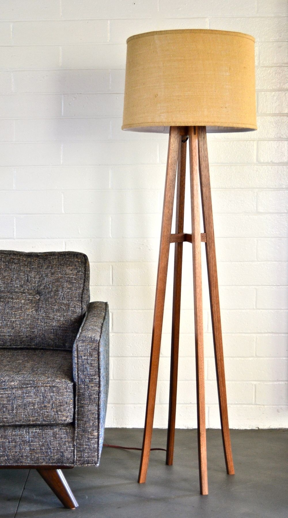 mustard tripod floor lamp