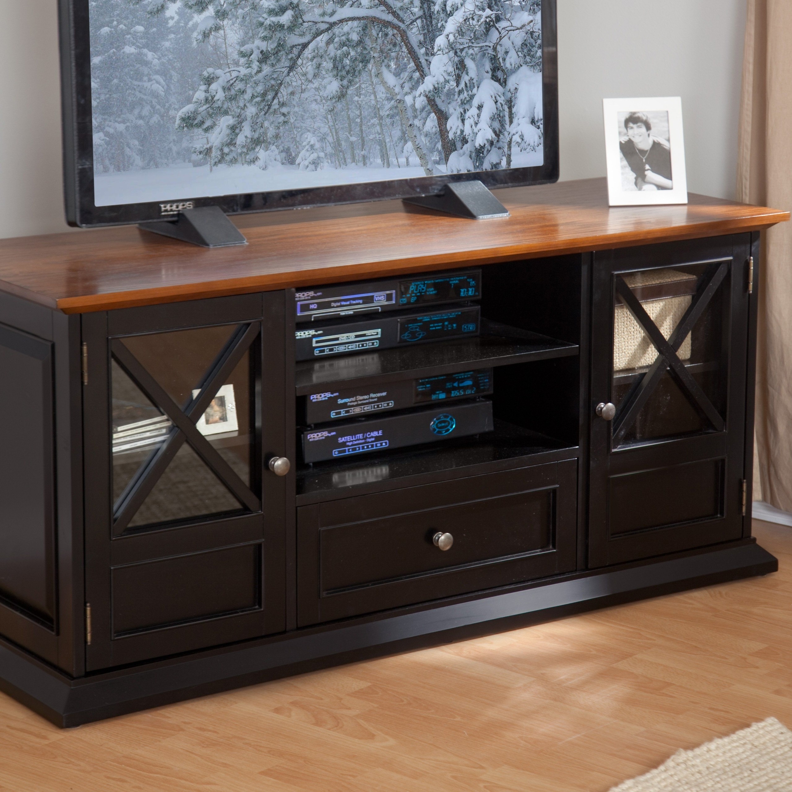 wood top tv stand