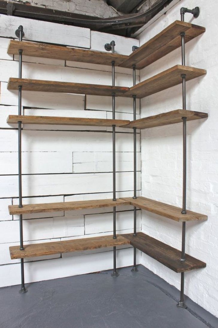 wood corner wall shelf unit