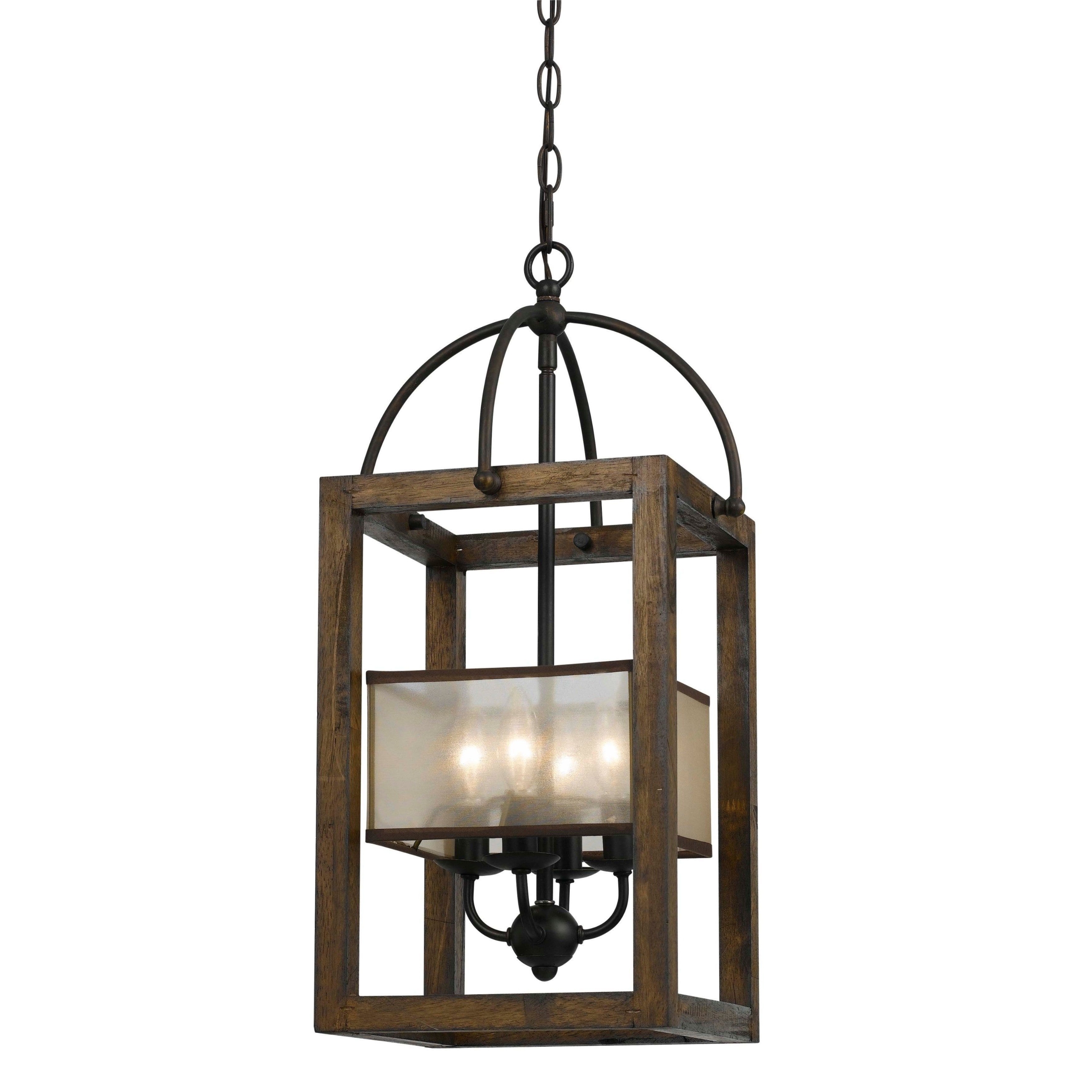 Cal Lighting FX-3536/4 Chandelier with Clear Seeded Glass Shades, Dark Bronze Finish