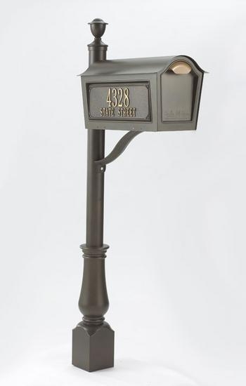 Chalet Mailbox Set w Aluminum Post (Bronze)