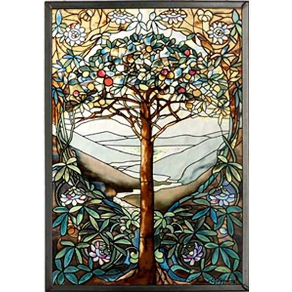 MI Hummel/Glassmasters 9-1/4 by 13-1/4-Inch Tree of Life Stained Glass Panel