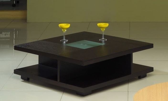 Square wood and glass coffee table 4