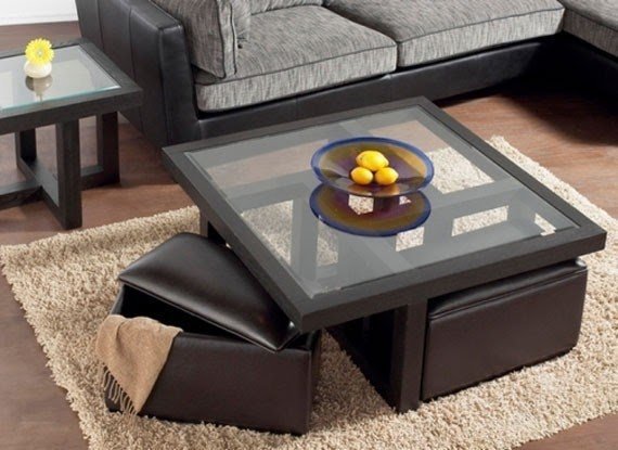 Square wood and glass coffee table 7